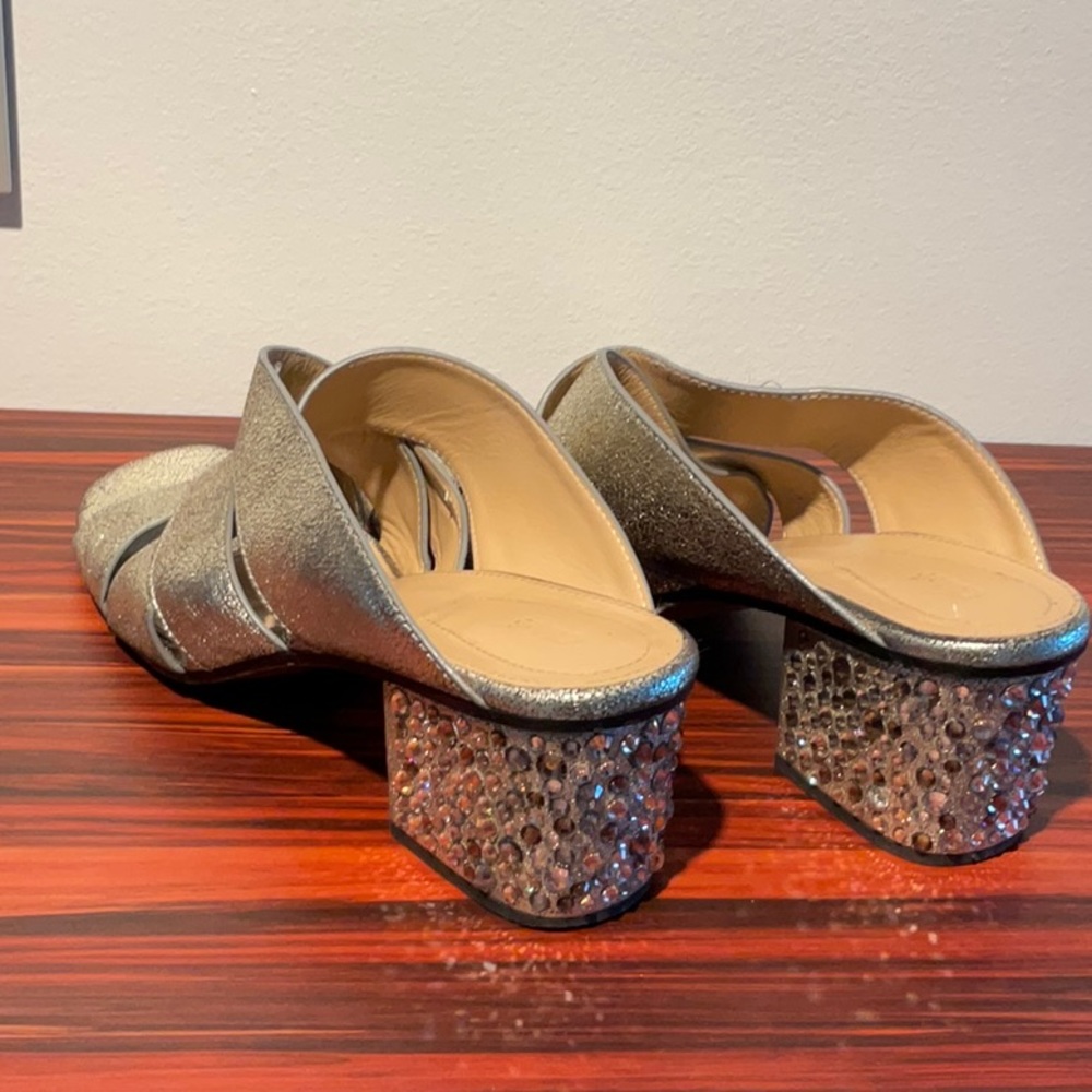 Chloe jeweled heel shoes. Size 8 . Crinkled gold leather. Good used condition